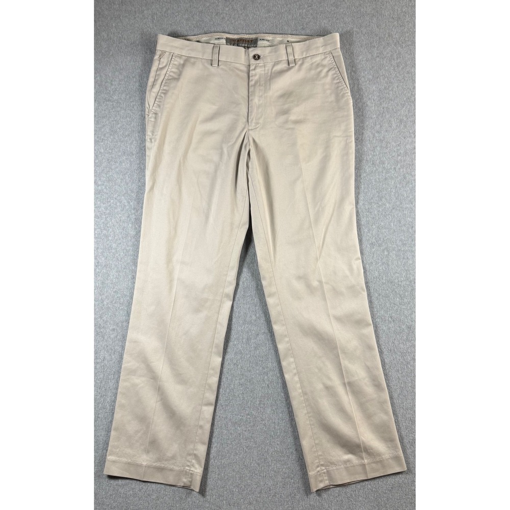 Ariat Performance Khaki Mens 36x34 (36x32.5)Tan Flat Front Cotton Pants